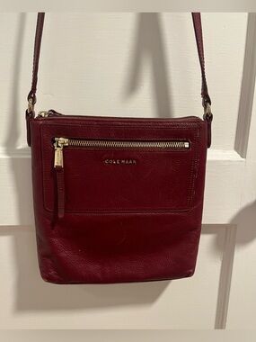 Cole Haan Wine Leather Crossbody with Gold Hardware